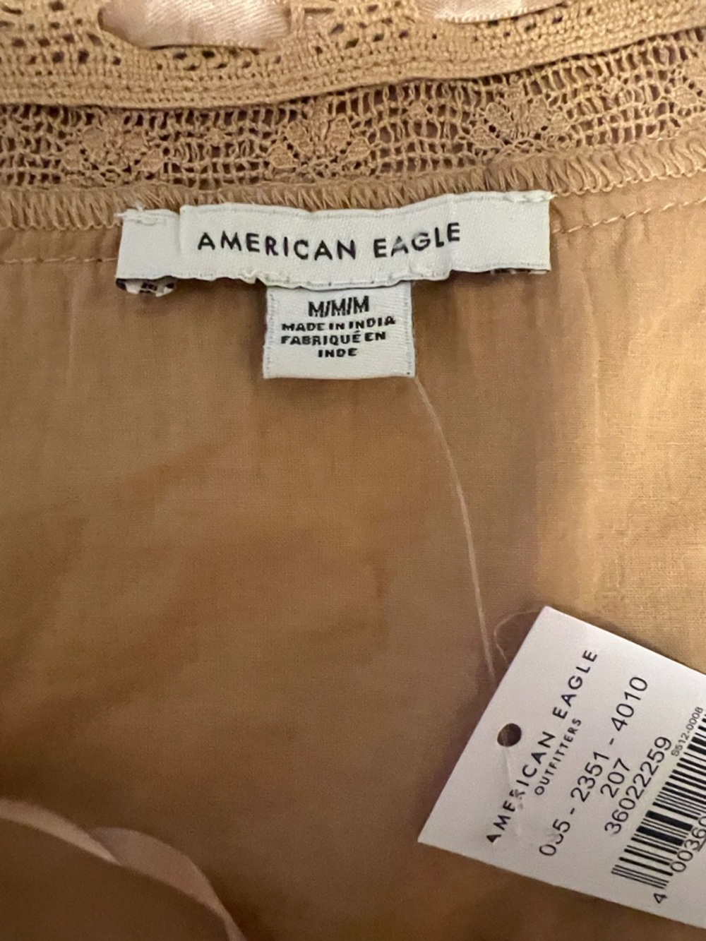 American Eagle Boho Peasant Top Medium NWT Lace Trim Prairie Cottagecore - Picture 6 of 7